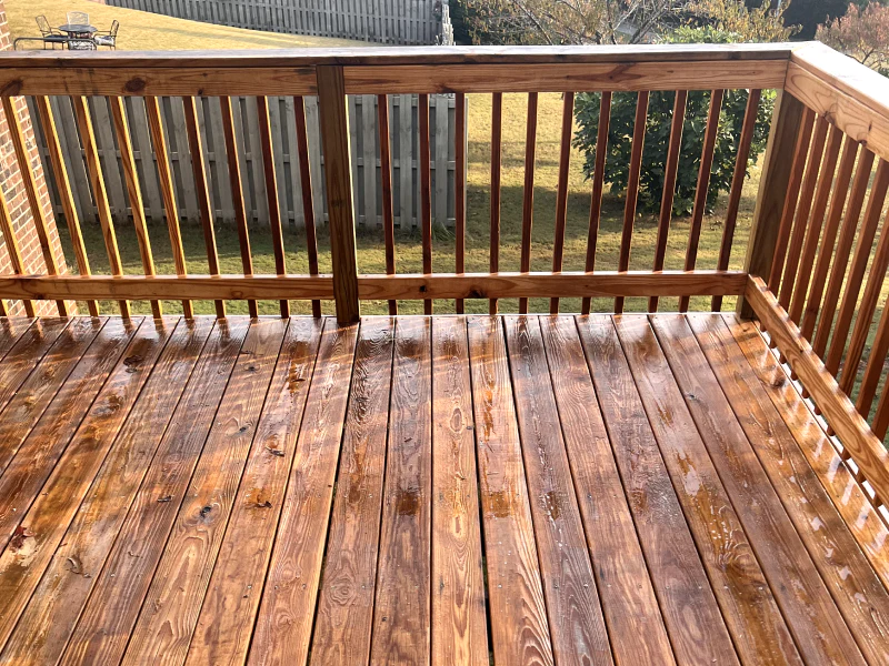 clean stained wooden deck